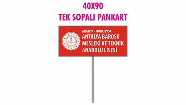 Tek Sopalı el pankart okul tabelası 40 x 90 Alüminyum